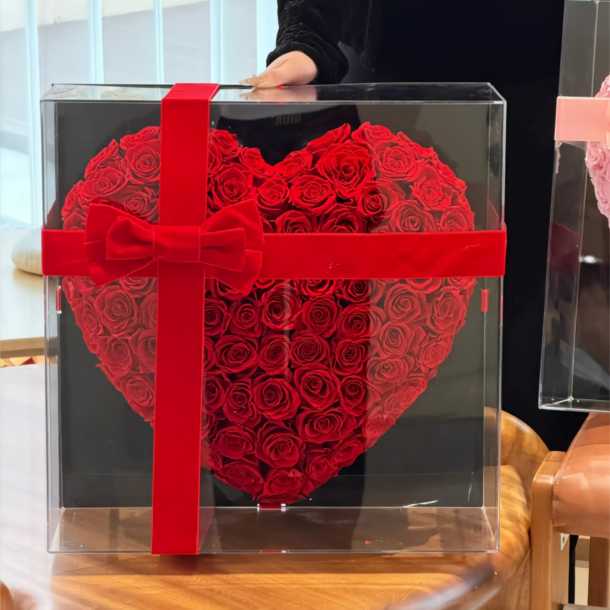 LULU ROSÉE 99 3D heart rose box red roses for Valentine's Day gift