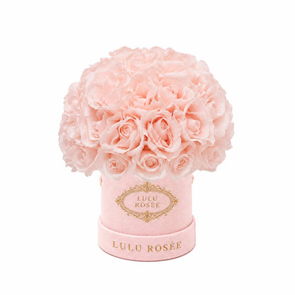 Blush eternal roses in a blush suede Mini Le Plein box on a white background.