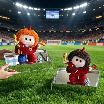 LULU ROSÉE Limited World Cup Eternal Floral Soccer Player Dual Doll Set, two national team preserved flower dolls, stadium background display for premium football fan collection